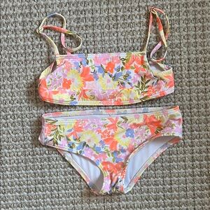 Billabong Kids Floral Bikini - Pink and Orange - 8